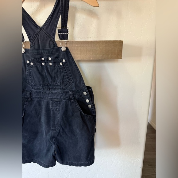 New Legends|Vintage overalls (shortalls) in solid black•••Cargo hipster style - Picture 2 of 14